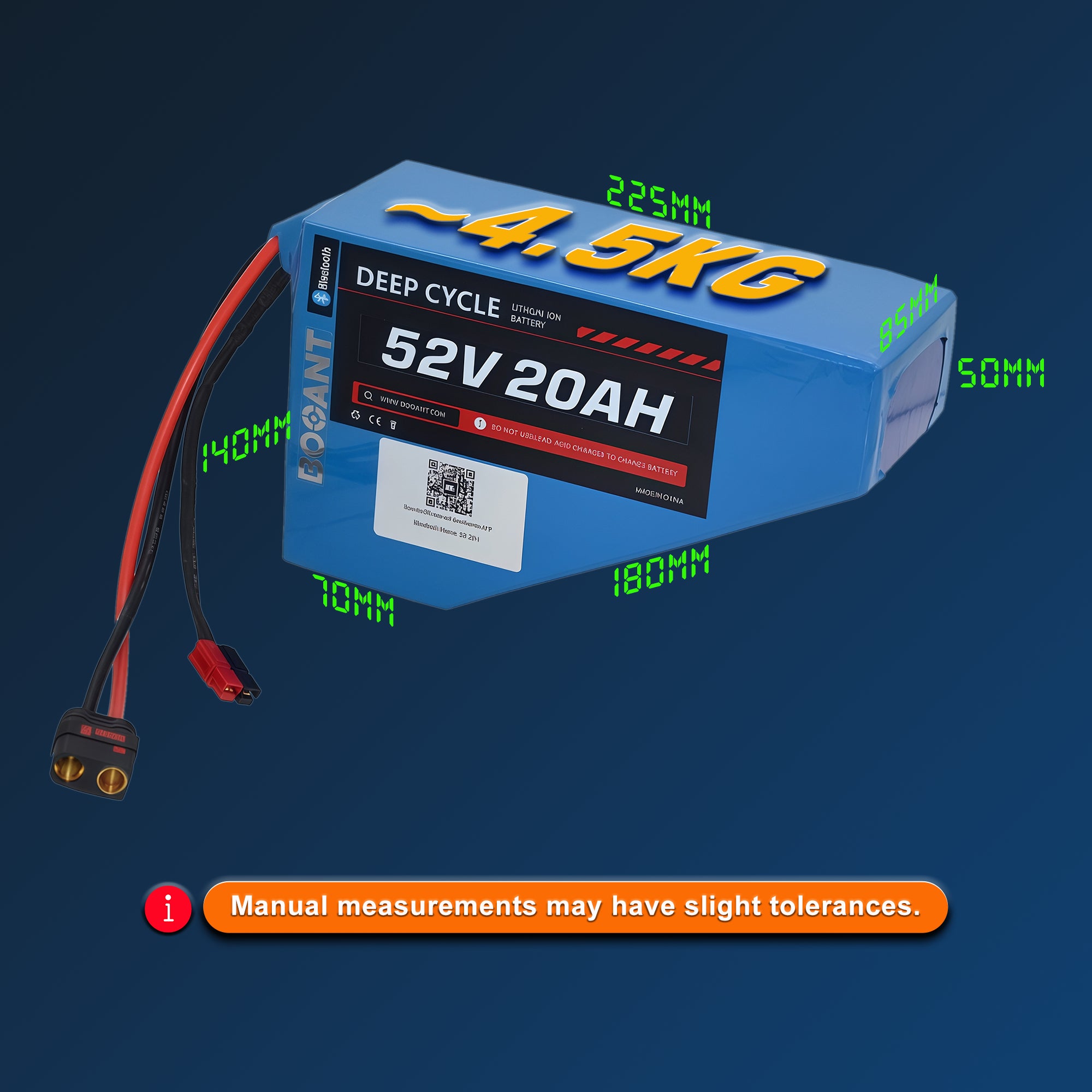 52V 20Ah Bluetooth Triangle eBike Battery | Samsung 50G Cells | APP Control & Monitoring | 5A Fast Charger