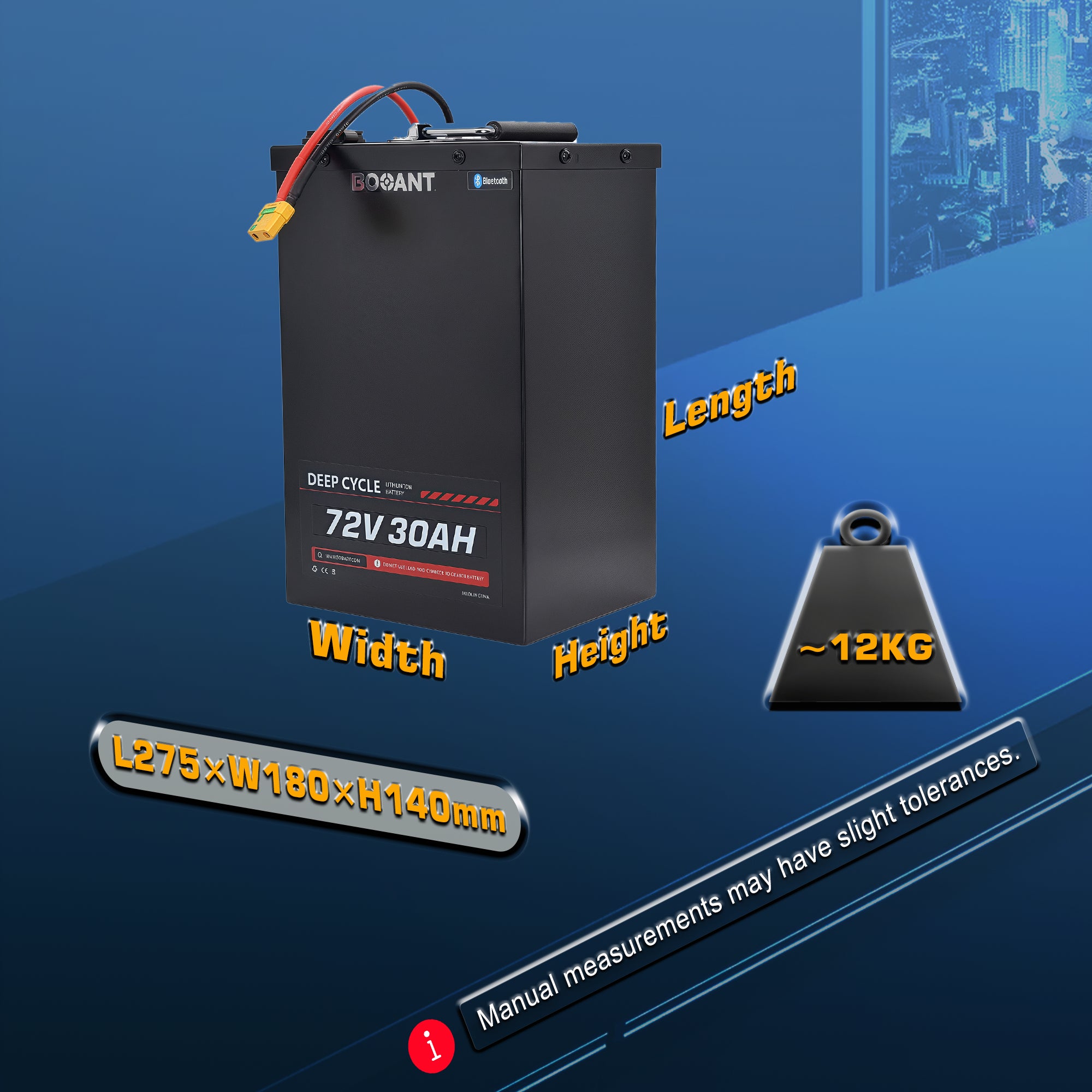 72V 30AH Samsung 21700-50G Smart Battery with Bluetooth Monitoring & Waterproof Metal Case